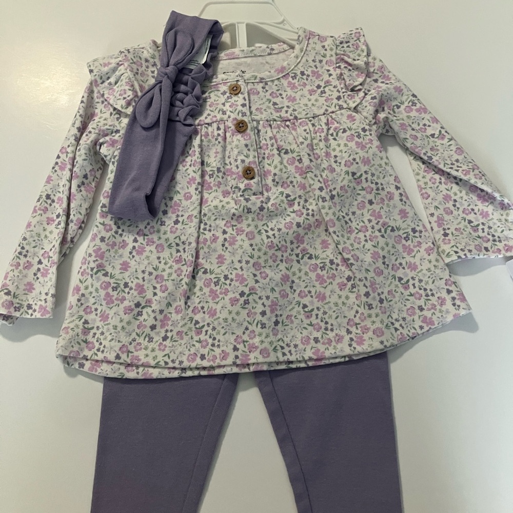 Carter's Purple Floral Baby Dress with Headband